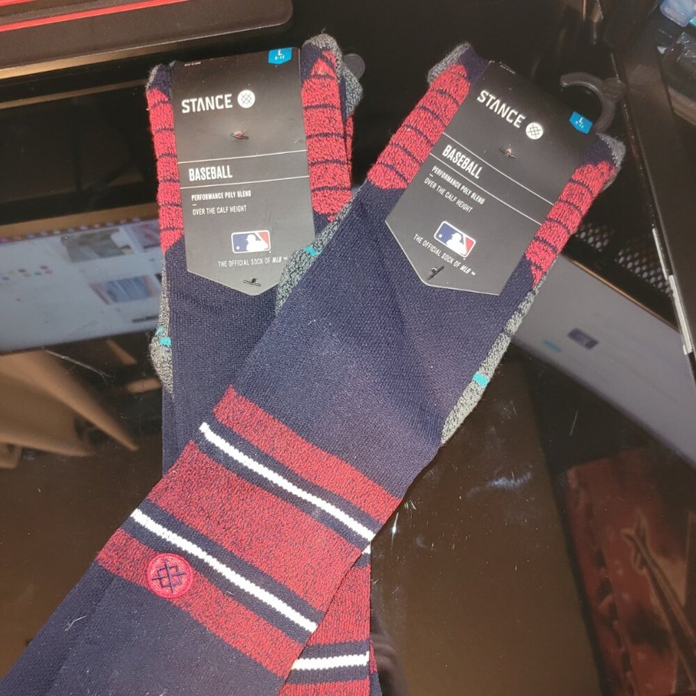 NWT: 2 Pair Stance Baseball Socks, Navy/Red/White, Size: L (9-12)
